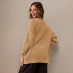 QUALFORT 100% Cotton Cardigan Sweaters for Women, V Neck Button Down Chunky Knit Cozy Relaxed Fit Sweater Cardigan - Beige