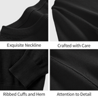 QUALFORT Women's 100% Cotton Pullover Sweater, Crew Neck Long Sleeve Lightweight Sweater for Women, Soft Classic Solid Color Knit Top - Black