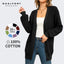 QUALFORT Women's 100% Cotton Cardigan Sweater, Oversized Long Sleeve Knit Button Front Cardigan with Pockets - Black