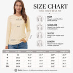 QUALFORT Women's Long Sleeve Shirts, 100% Cotton Crew Neck Long Sleeve T Shirt for Women, Soft Lightweight Casual Basic Cotton Top - Cream